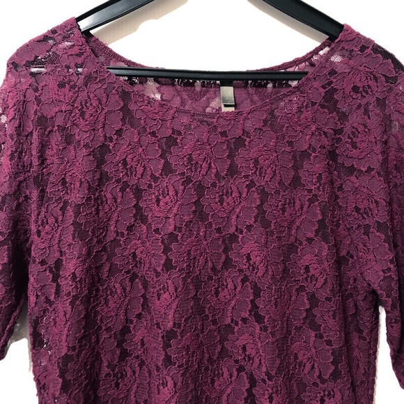 Denver Hayes | Purple Floral Lace Top | Size XL - Picture 2 of 14